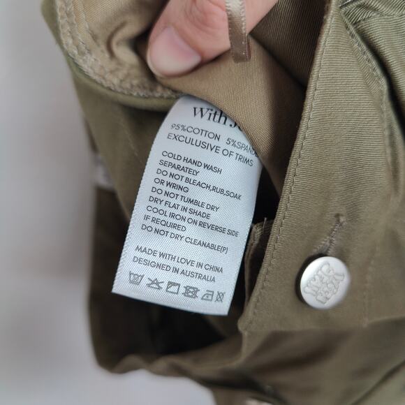 With Jean Tommy Pants Womens XXS Low Rise Baggy Cargo Y2K Khaki Tan Pockets - Picture 7 of 7